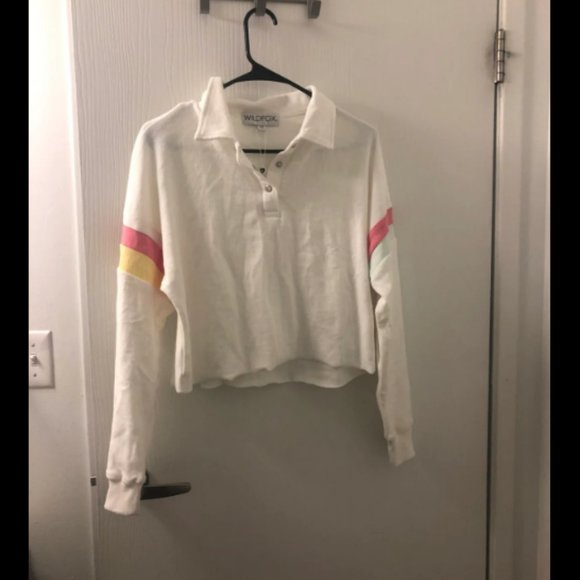 NWT Wildfox Candy Stripe Miami Polo Top Pullover Sz XS - Picture 1 of 5